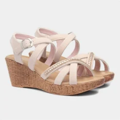 Lilley Womens Nude Diamante Wedge Sandal -UK Shoe Sales Store 192021 2 L06.20230125000556