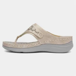 Comfy Steps Malta Womens Beige Toe Post Sandal -UK Shoe Sales Store 193045 2 L03.20230316000223