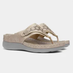 Comfy Steps Malta Womens Beige Toe Post Sandal -UK Shoe Sales Store 193045 2 L06.20230316000223