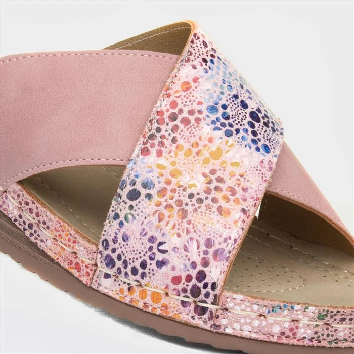 Lilley Womens Pink Wedge Mule Sandal 6 Lilley Womens Pink Wedge Mule Sandal - Image 4