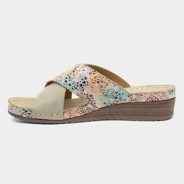 Lilley Womens Beige Cross Strap Mule Sandal 4 Lilley Womens Beige Cross Strap Mule Sandal - Image 2