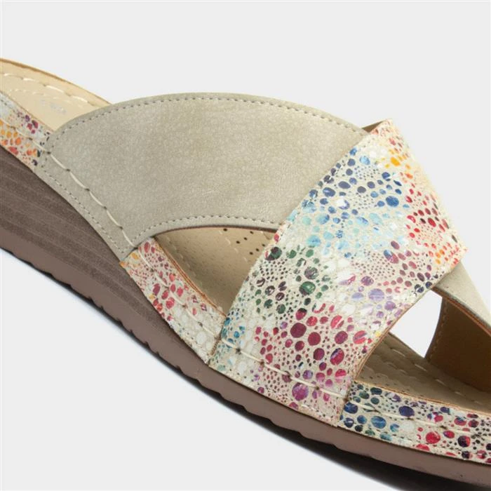 Lilley Womens Beige Cross Strap Mule Sandal 6 Lilley Womens Beige Cross Strap Mule Sandal - Image 4