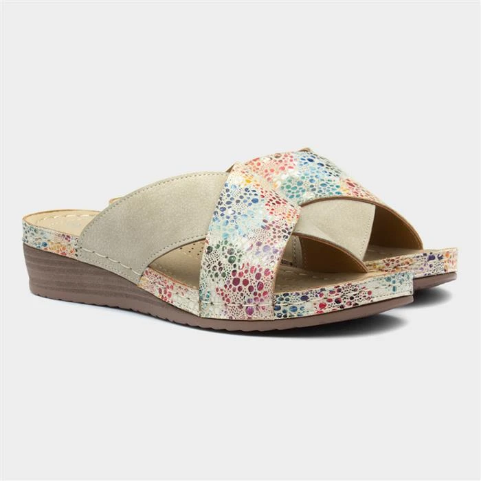 Lilley Womens Beige Cross Strap Mule Sandal 7 Lilley Womens Beige Cross Strap Mule Sandal - Image 5