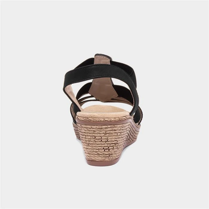 Softlites Womens Black Slip On Wedge Sandal 5 Softlites Womens Black Slip On Wedge Sandal - Image 3