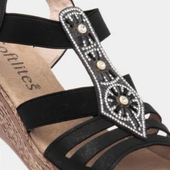 Softlites Womens Black Slip On Wedge Sandal 10 Softlites Womens Black Slip On Wedge Sandal -UK Shoe Sales Store 19576 2 L05.20230803000048