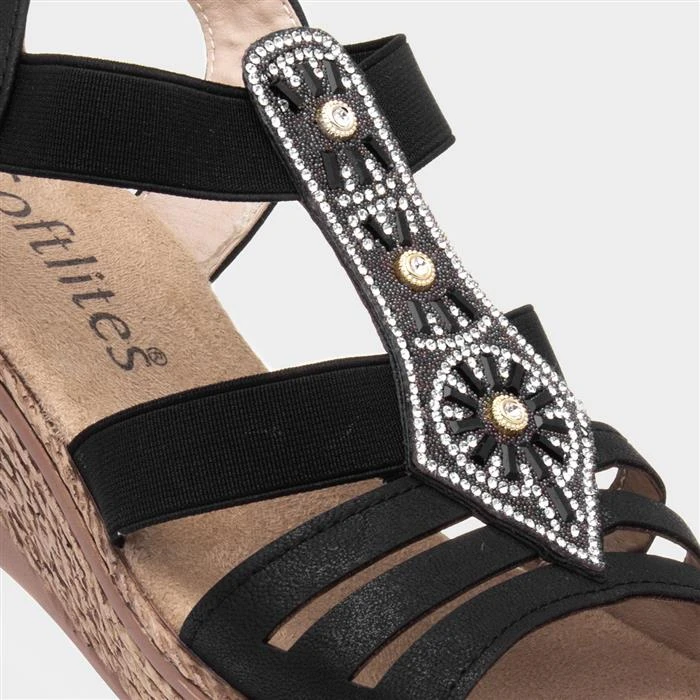 Softlites Womens Black Slip On Wedge Sandal 6 Softlites Womens Black Slip On Wedge Sandal - Image 4