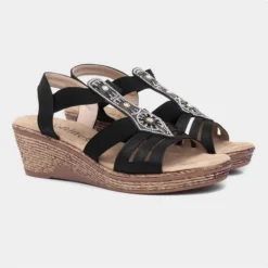 Softlites Womens Black Slip On Wedge Sandal 11 Softlites Womens Black Slip On Wedge Sandal -UK Shoe Sales Store 19576 2 L06.20230803000048