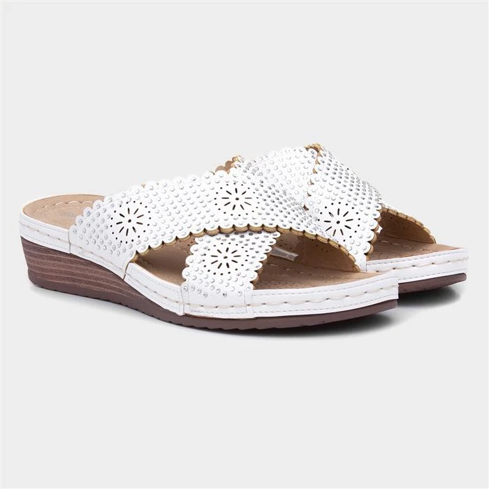 Lilley Womens White Slip On Wedge Comfort Sandal 7 Lilley Womens White Slip On Wedge Comfort Sandal - Image 5