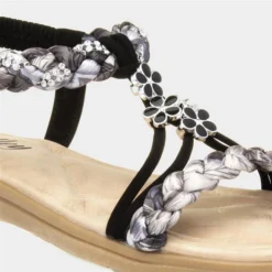 Lilley Womens Black Ribbon Twist Slip On Sandals -UK Shoe Sales Store 197002 2 L05.20230803000154