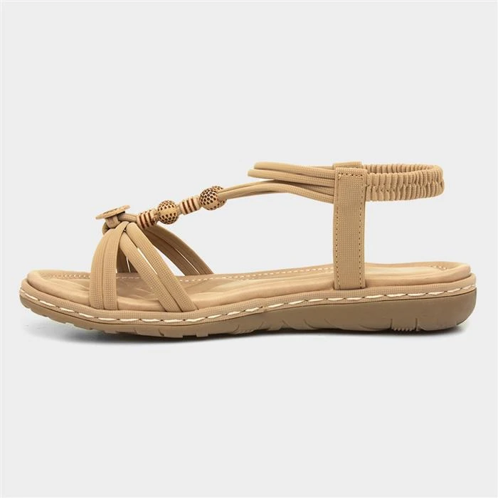 Lilley Womens Beige Flat Slip On Sandal 4 Lilley Womens Beige Flat Slip On Sandal - Image 2