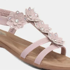 Lilley Womens Nude Floral T Bar Sandal -UK Shoe Sales Store 197011 2 L05.20220720000243