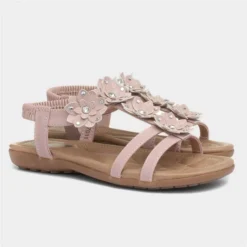 Lilley Womens Nude Floral T Bar Sandal -UK Shoe Sales Store 197011 2 L06.20220720000243