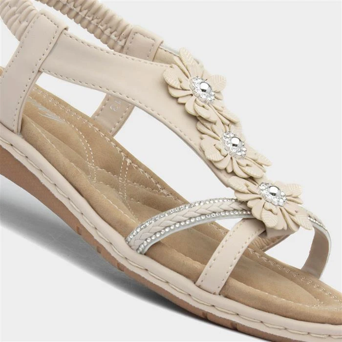 Lilley Womens Cream Diamante Sandal 6 Lilley Womens Cream Diamante Sandal - Image 4