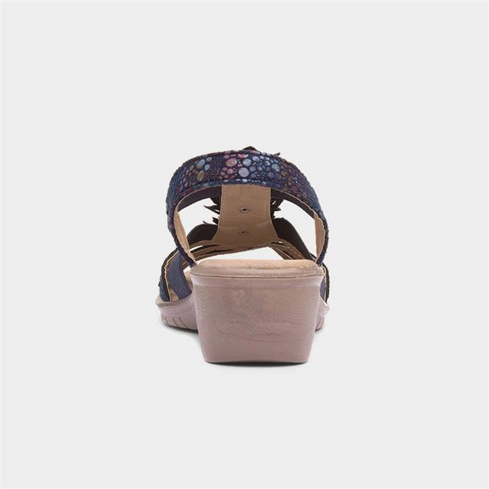 Softlites Womens Navy Floral Strappy Sandal 5 Softlites Womens Navy Floral Strappy Sandal - Image 3