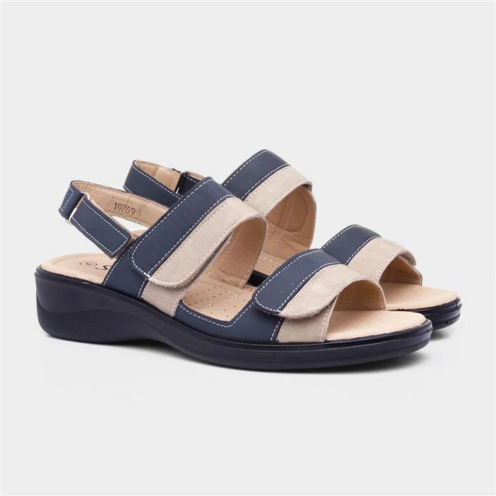 Softlites Womens Navy & Beige Comfort Sandal 7 Softlites Womens Navy & Beige Comfort Sandal - Image 5