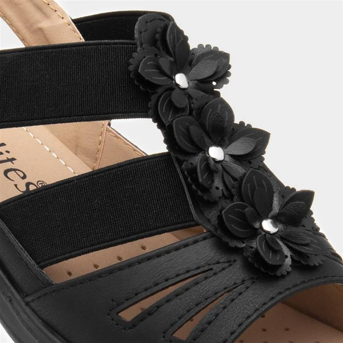 Softlites Womens Black Strappy Comfort Sandal 6 Softlites Womens Black Strappy Comfort Sandal - Image 4