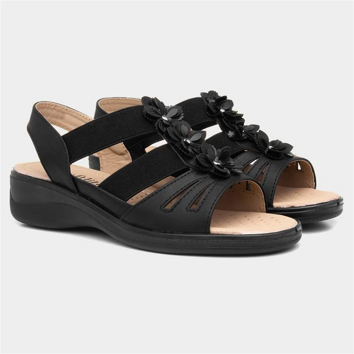 Softlites Womens Black Strappy Comfort Sandal 7 Softlites Womens Black Strappy Comfort Sandal - Image 5