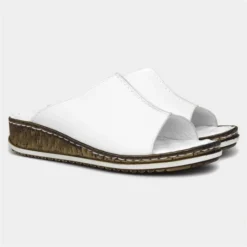 Lunar Harmony Womens White Leather Mule Sandal -UK Shoe Sales Store 199312 2 L06.20230421000103