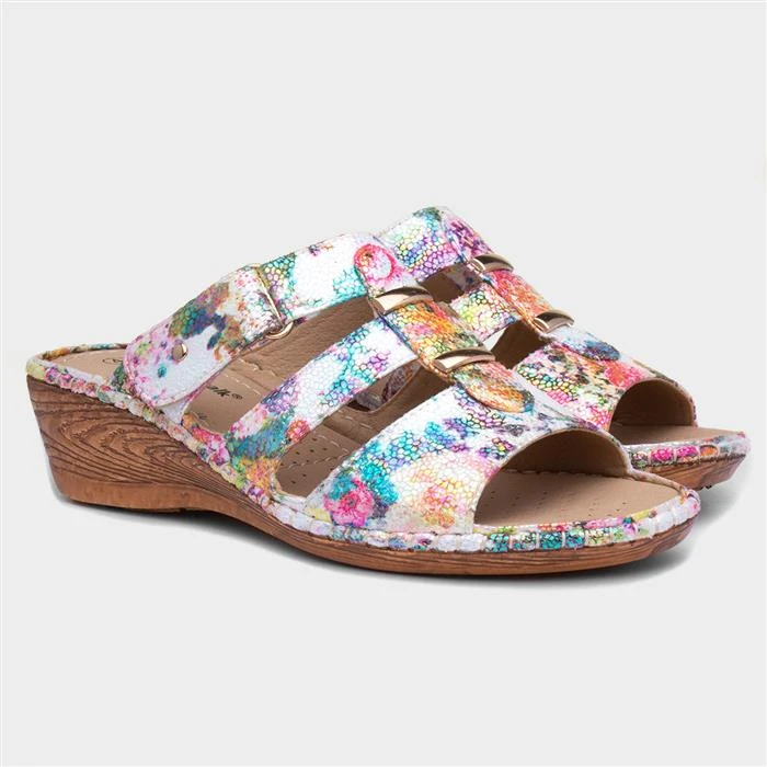 Cushion Walk Claudia Womens White Floral Sandal 7 Cushion Walk Claudia Womens White Floral Sandal - Image 5