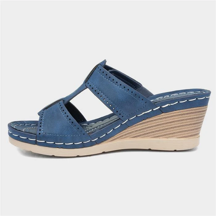 Cushion Walk Sabrina Womens Navy Wedge Mule Sandal 4 Cushion Walk Sabrina Womens Navy Wedge Mule Sandal - Image 2
