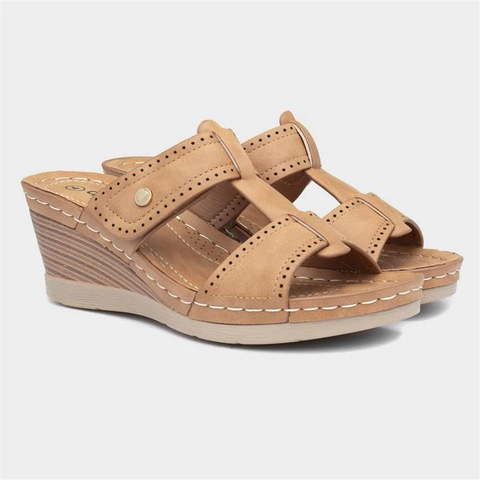 Cushion Walk Sabrina Womens Tan Wedge Mule Sandal 7 Cushion Walk Sabrina Womens Tan Wedge Mule Sandal - Image 5