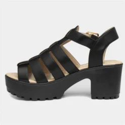 Sedai Ashley Womens Black Chunky Gladiator Sandals -UK Shoe Sales Store 199521 2 L03.20230704000115
