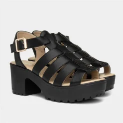 Sedai Ashley Womens Black Chunky Gladiator Sandals -UK Shoe Sales Store 199521 2 L06.20230704000115