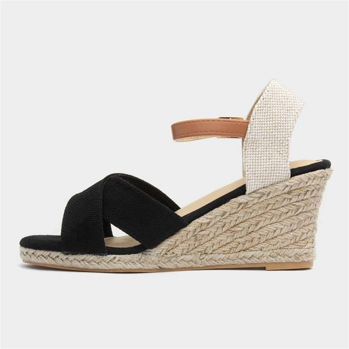 Dunlop Natalie Womens Black Wedge Sandal 4 Dunlop Natalie Womens Black Wedge Sandal - Image 2