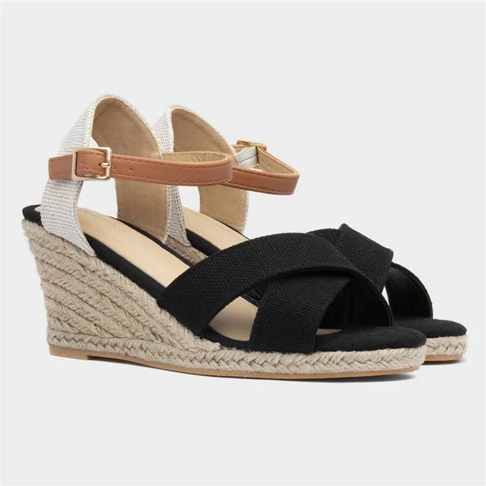 Dunlop Natalie Womens Black Wedge Sandal 7 Dunlop Natalie Womens Black Wedge Sandal - Image 5