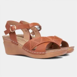 Topway Womens Tan Wedged Sandal 11 Topway Womens Tan Wedged Sandal -UK Shoe Sales Store 199573 2 L06.20230627000342