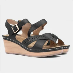 Topway Womens Black Wedge Sandals 11 Topway Womens Black Wedge Sandals -UK Shoe Sales Store 199576 2 L06.20230627000343
