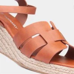 Topway Womens Tan Wedge Sandal -UK Shoe Sales Store 199584 2 L05.20230627000344