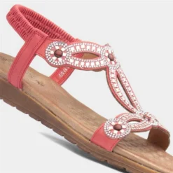Lunar Arraso Womens Red Diamante Sandals -UK Shoe Sales Store 199597 2 L05.20230607000223