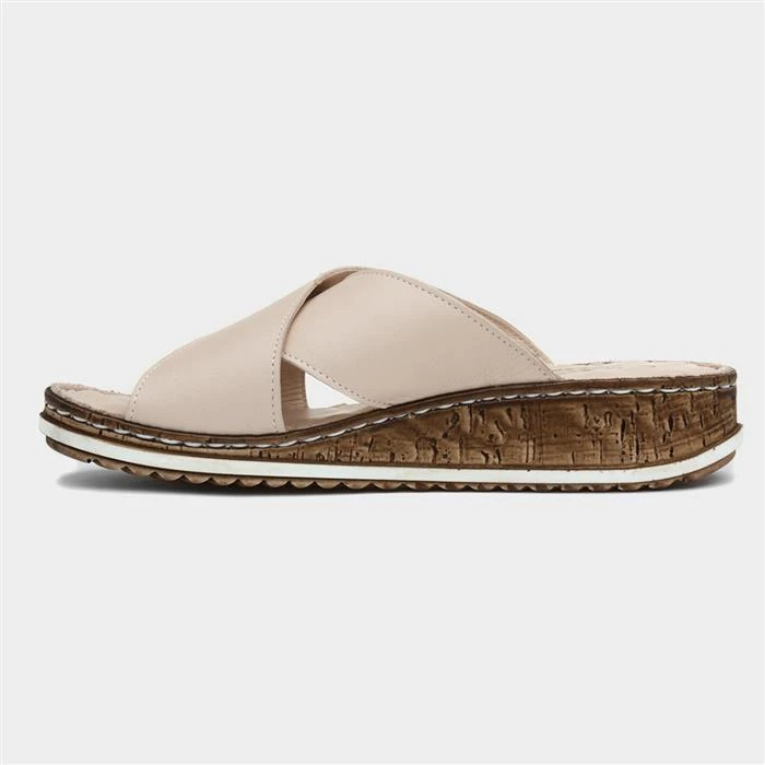 Lunar Biarritz Womens Beige Leather Mule Sandal 4 Lunar Biarritz Womens Beige Leather Mule Sandal - Image 2