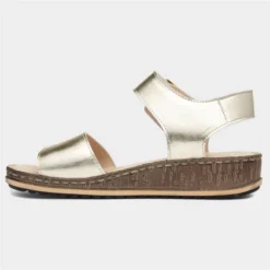 Hush Puppies Ellie Womens Gold Leather Sandal -UK Shoe Sales Store 199603 2 L03.20230607000225