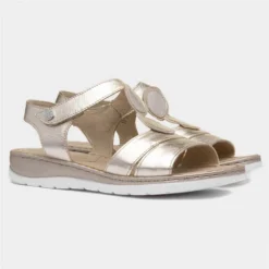 Caprice Womens Metallic Gold Leather Sandal -UK Shoe Sales Store 199612 2 L06.20230616000147