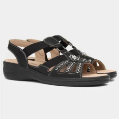 Cushion Walk Lisa Womens Black Strappy Sandal -UK Shoe Sales Store 199654 2 L06.20230808000231