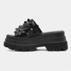 Heart Swag01 Womens Black Flower Sandal -UK Shoe Sales Store 199698 2 L03.20230503000225