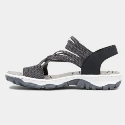Rieker Womens Black Stretch Strappy Sandals 8 Rieker Womens Black Stretch Strappy Sandals -UK Shoe Sales Store 199726 2 L03.20230531000147