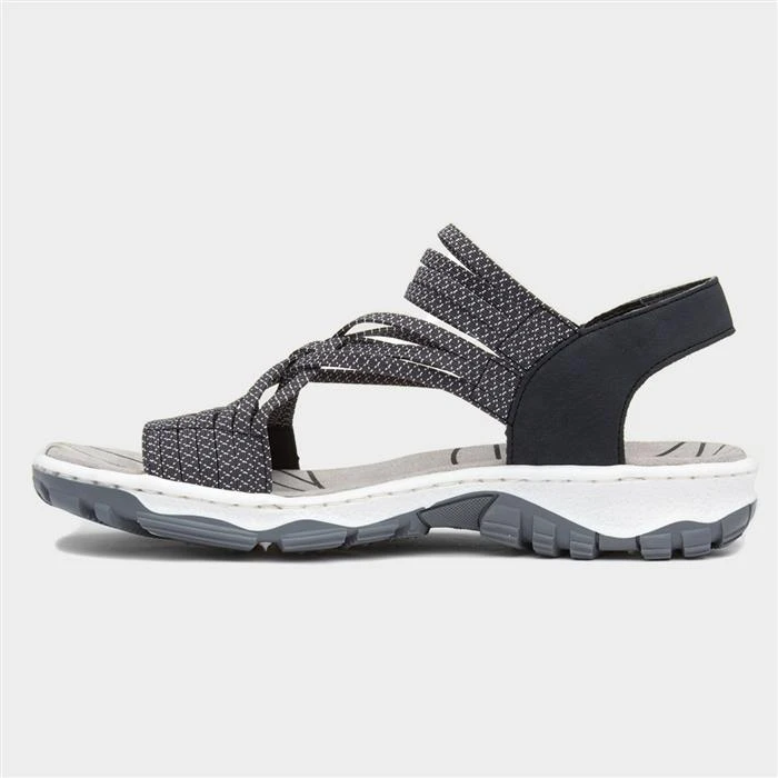 Rieker Womens Black Stretch Strappy Sandals 4 Rieker Womens Black Stretch Strappy Sandals - Image 2