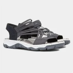Rieker Womens Black Stretch Strappy Sandals 11 Rieker Womens Black Stretch Strappy Sandals -UK Shoe Sales Store 199726 2 L06.20230531000147