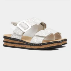 Rieker Womens White Crackle Print Leather Sandal -UK Shoe Sales Store 199731 2 L06.20230621000132