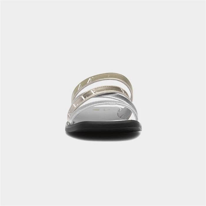 Elle Oceana Womens Metallic Silver Strappy Slider 3 Elle Oceana Womens Metallic Silver Strappy Slider