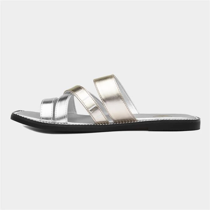 Elle Oceana Womens Metallic Silver Strappy Slider 4 Elle Oceana Womens Metallic Silver Strappy Slider - Image 2