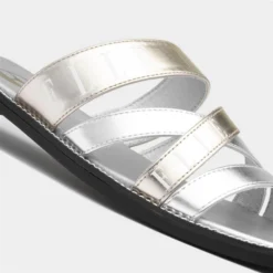 Elle Oceana Womens Metallic Silver Strappy Slider 10 Elle Oceana Womens Metallic Silver Strappy Slider -UK Shoe Sales Store 199735 2 L05.20230624000423