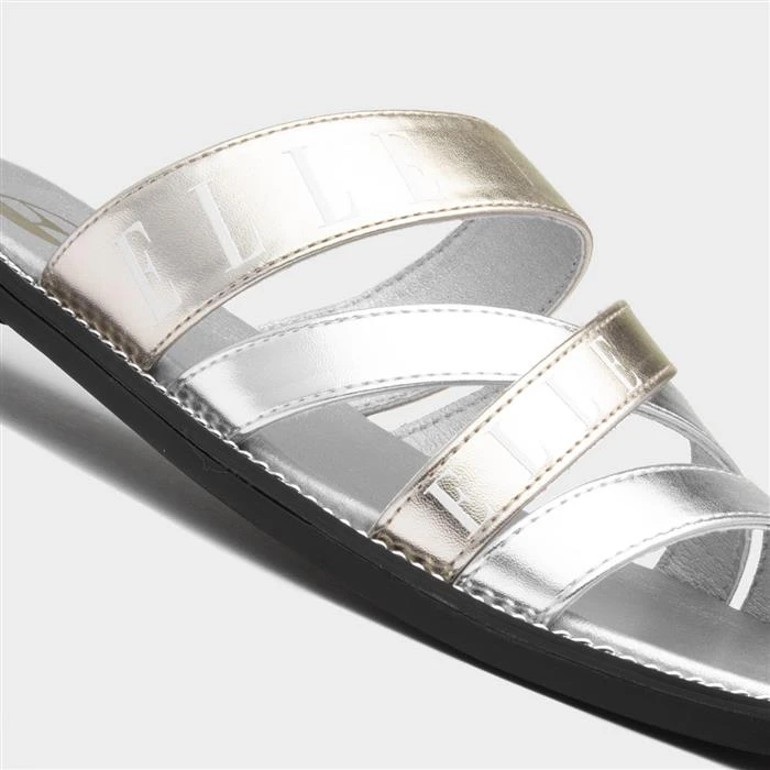 Elle Oceana Womens Metallic Silver Strappy Slider 6 Elle Oceana Womens Metallic Silver Strappy Slider - Image 4