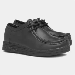 Zone Kids Black Coated Leather Lace Up Shoe -UK Shoe Sales Store 20460 2 L06.20230420000125
