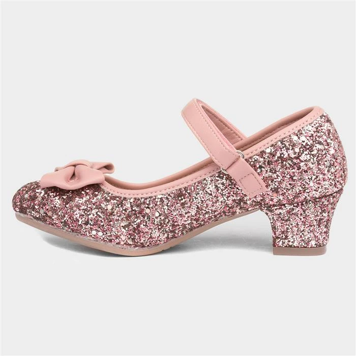 Lilley Sparkle Girls Pink Glitter Heeled Shoe 4 Lilley Sparkle Girls Pink Glitter Heeled Shoe - Image 2
