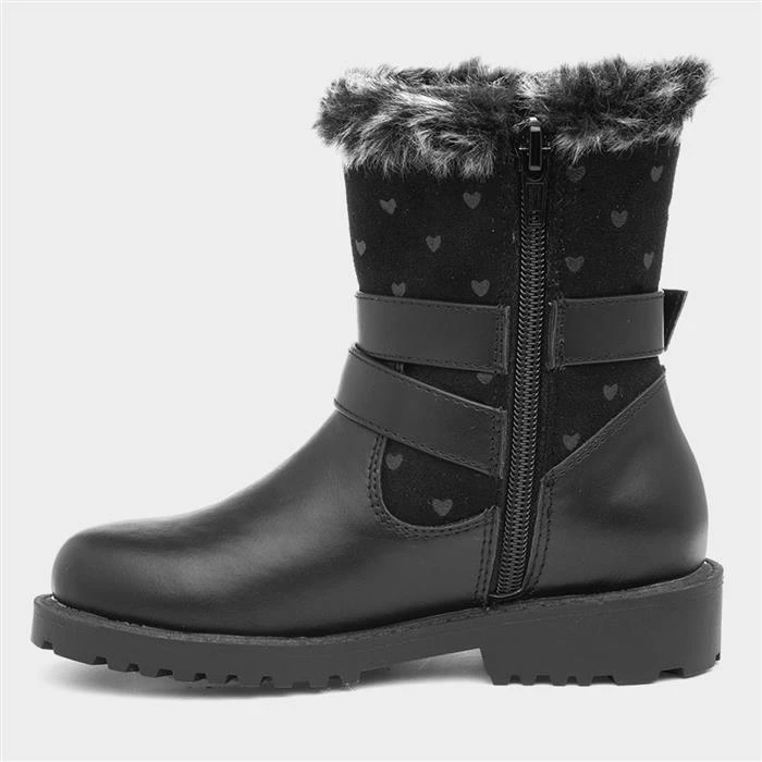 Walkright Girls Black Heart & Buckle Trim Boot 4 Walkright Girls Black Heart & Buckle Trim Boot - Image 2