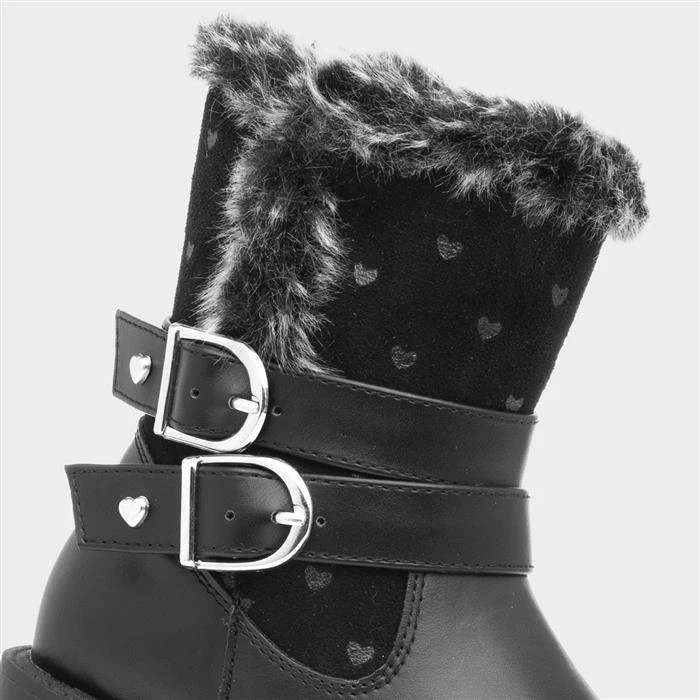 Walkright Girls Black Heart & Buckle Trim Boot 6 Walkright Girls Black Heart & Buckle Trim Boot - Image 4